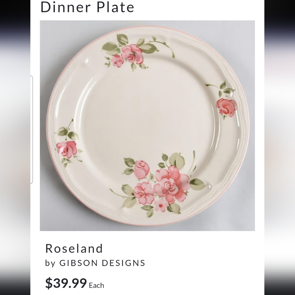 Gibson 2 Roseland Pink Floral Dinner Plates Discontinued Stoneware Y2K 11" - Picture 12 of 12